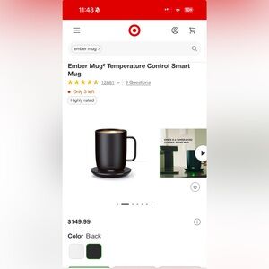 Ember Black Temperature Control Mug with Charger